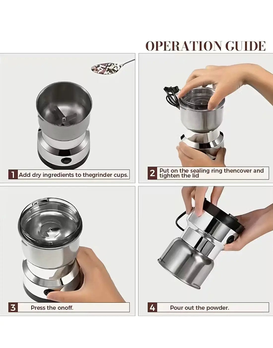 Electric Stainless-Steel Masala Grinder