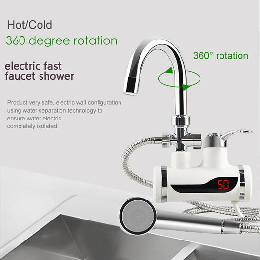 Instant Electric Hot Water Heater Faucet With Hand Shower Fast Heating & Easy Installation